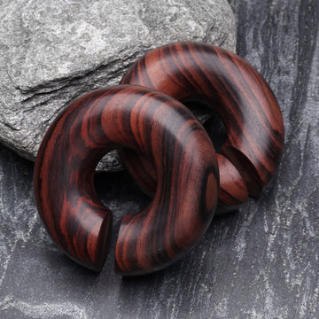 Detail View 1 of A Pair of Rosewood Hoop Hanger Plug-Orange/Brown